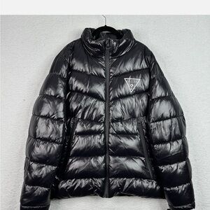Guess Shiny Black Puffer Coat